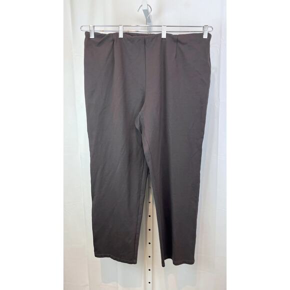 EILEEN FISHER Ponte Knit Pull On Pants Flat Front Elastic Waist Brown 2X Plusd - Picture 1 of 10